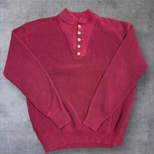 Vintage LL Bean Sweatshirt Mens XL Tall Burgundy Henley Pullover 80s 90s USA